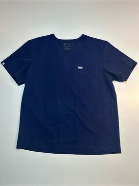 FIGS Technical Collection Catarina One Pocket V-Neck Scrub Top Shirt Navy Blue